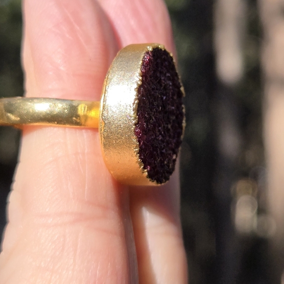 Red ruby drutzy & gold ring Adjustable Size - Picture 11 of 12